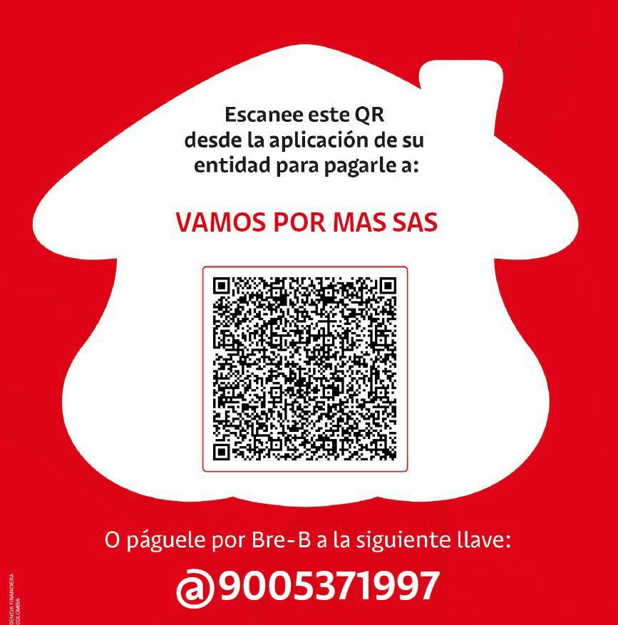 Código QR Bre-B de Davivienda para pagar a Vamos Por Más SAS